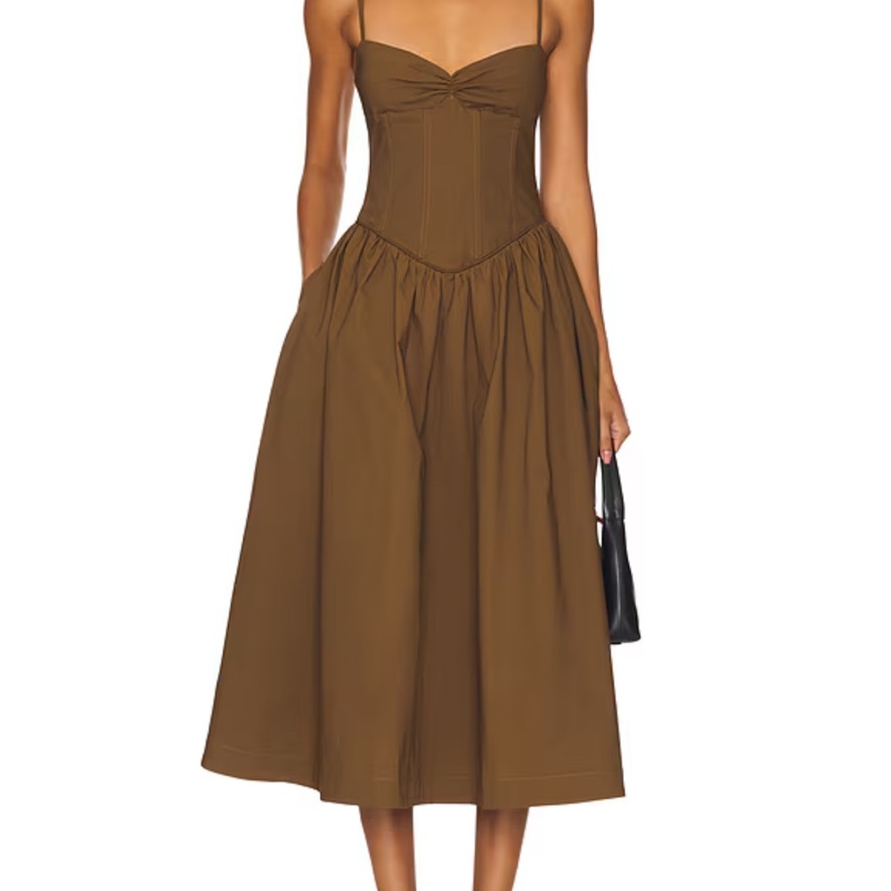 Camila Coelho Moroccan Midi Dress in Dark Brown
